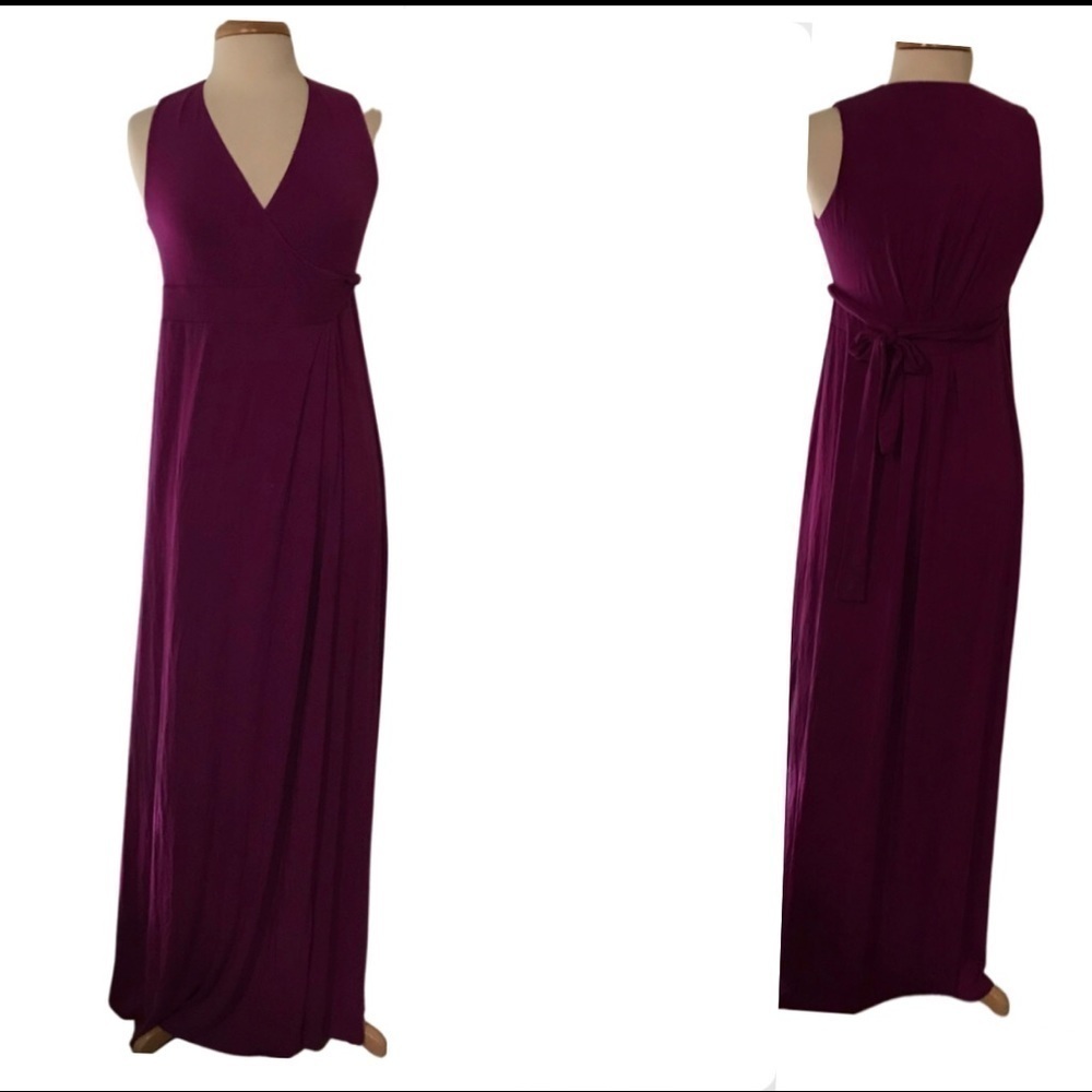 Ingrid & Isabel size medium sleeveless wrap maxi dress magenta color